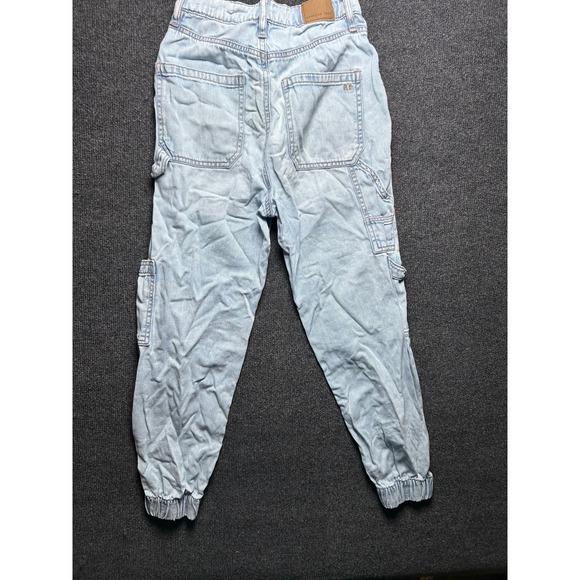 American Eagle Womens Light Wash Denim Cargo Baggy Jogger Jeans Size 00 Short - Picture 11 of 11